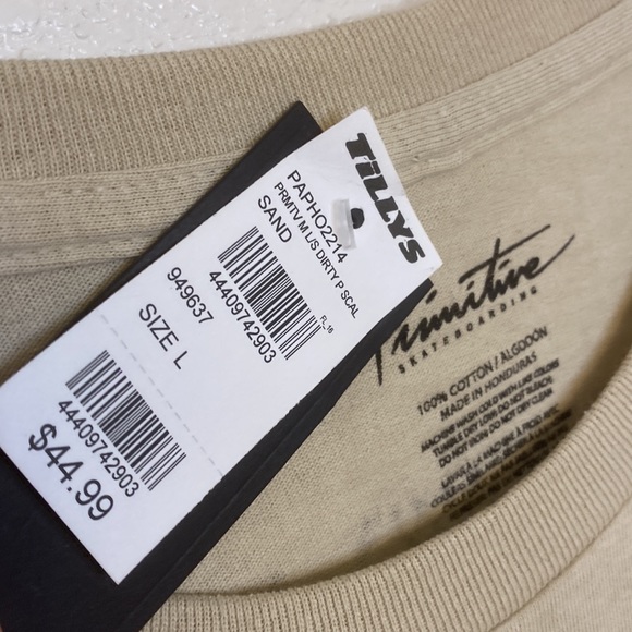 Large long sleeve sand color primitive dirty P Scal t shirt. - Picture 6 of 6